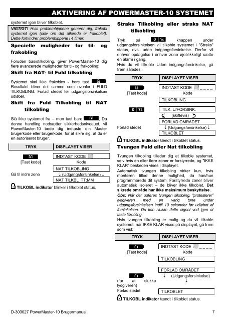 D-303027 PowerMaster-10 Brugermanual - Visonic