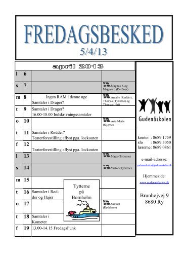 Fredagsbesked 15-13 - Gudenåskolen