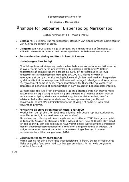 Årsmøde for beboerne i Bispensbo og Marskensbo