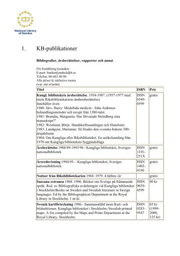 1. KB-publikationer - Kungliga biblioteket