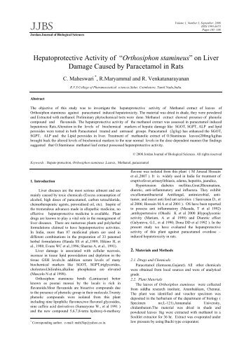 Hepatoprotective Activity of ?Orthosiphon stamineus? on Liver ...