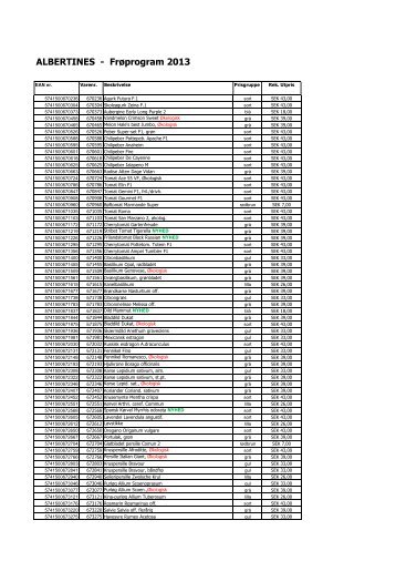 ALBERTINES - Frøprogram 2013