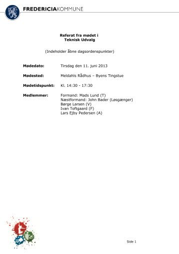 TU-11-06-2013 - 00 Referat uden bilag - Fredericia Kommune