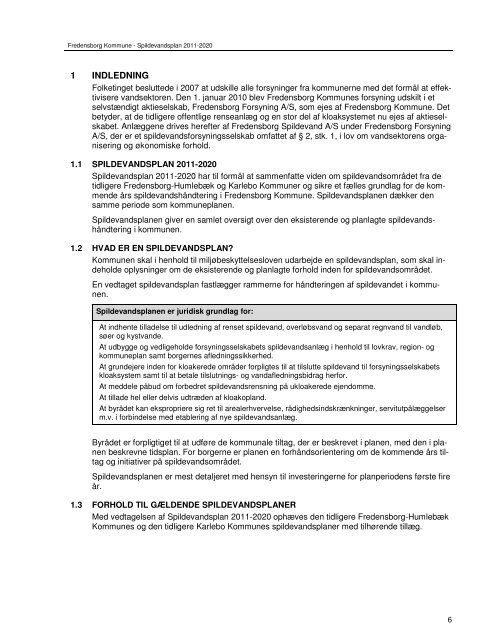 Spildevandsplan 2011-2020 - Fredensborg Kommune