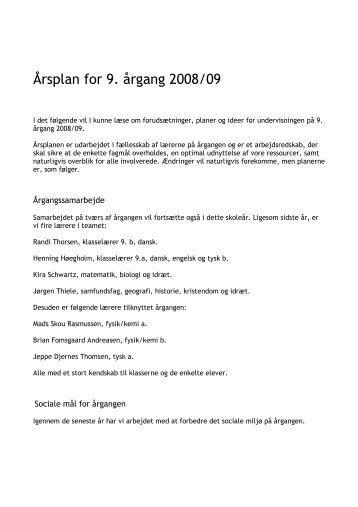 Årsplan for 9. årgang 2008/09