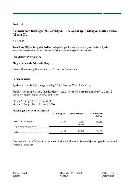 Referat - Holdning til 33. Limfjordsforbindelse blandt kandidater til ...