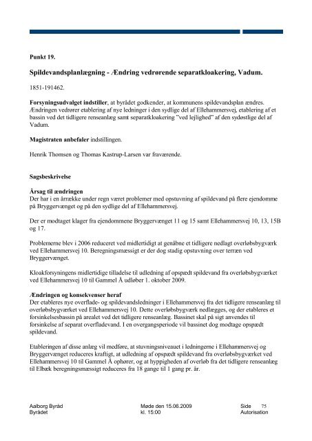 Referat - Holdning til 33. Limfjordsforbindelse blandt kandidater til ...