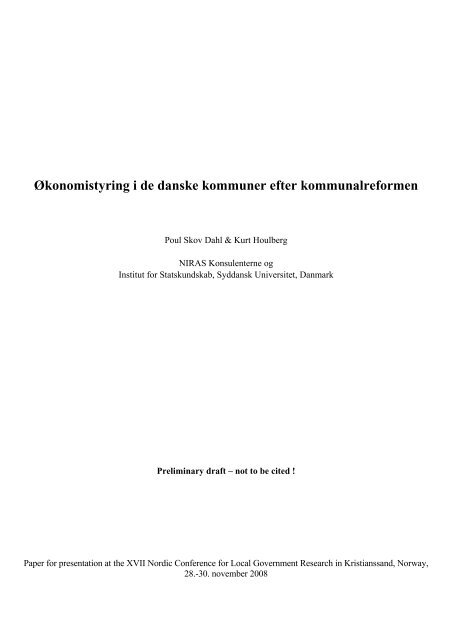 Økonomistyring i de danske kommuner efter kommunalreformen