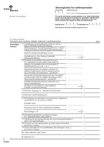 Selvangivelse for mellemperioden - Skat