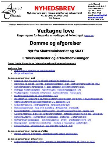 Nyhedsbrev nr. 22 - 2009 (PDF) - Aasted Consult