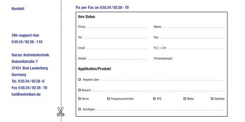 Scheckheft im PDF - bei der Harzer Antriebstechnik GmbH