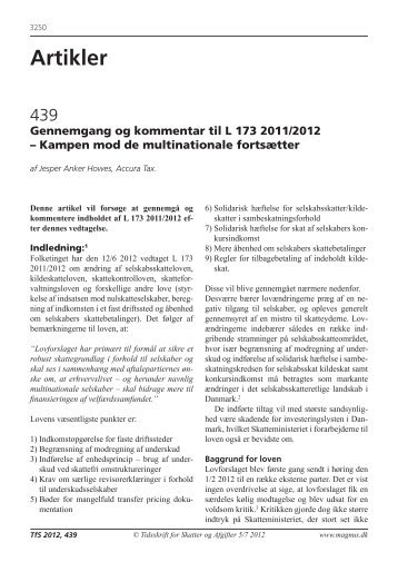 Gennemgang og kommentar til L 173 2011/2012 ... - ACCURA TAX