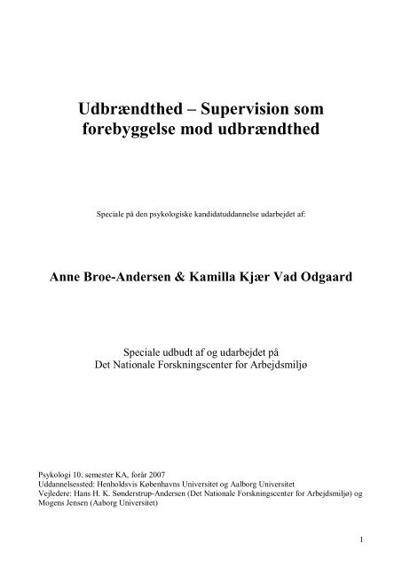 Udbrændthed – Supervision som forebyggelse mod udbrændthed