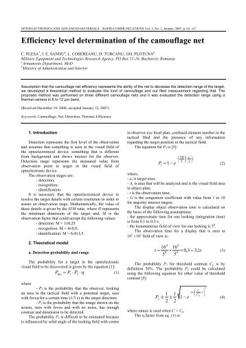 Efficiency level determination of the camouflage net - INOE 2000