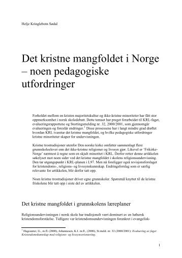 Det kristne mangfoldet i Norge – noen pedagogiske utfordringer