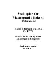 Studieplan for Mastergrad i diakoni 2012-2013 - Diakonhjemmet