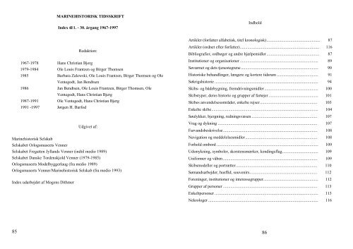 MARINEHISTORISK TIDSSKRIFT Index til 1. - 30. årgang 1967 ...