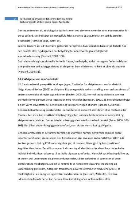 Normalitet og afvigelse i det senmoderne samfund - Folkeskolen