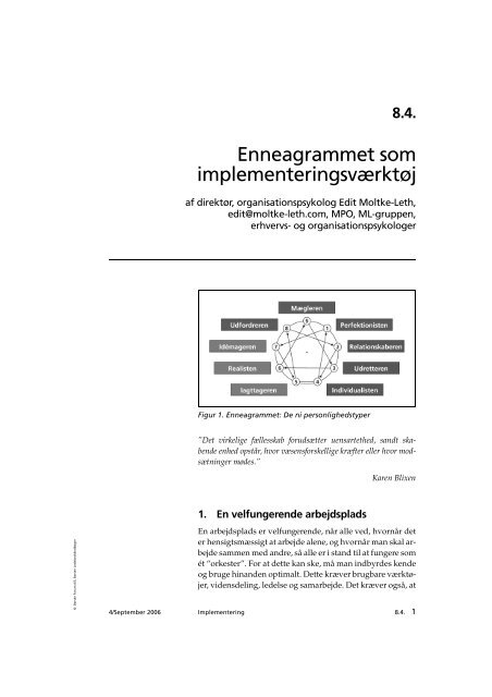 Enneagrammet som implementeringsværktøj Moltke-Leth Gruppen