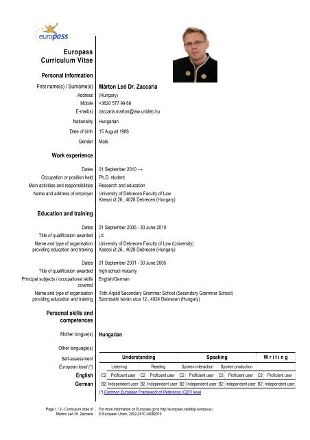 Europass Curriculum Vitae