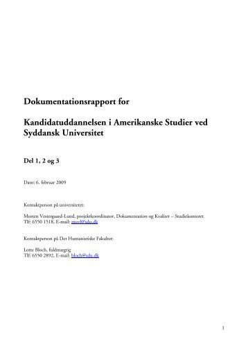 Dokumentationsrapport for Kandidatuddannelsen i ... - ACE Denmark