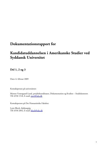 Dokumentationsrapport for Kandidatuddannelsen i ... - ACE Denmark