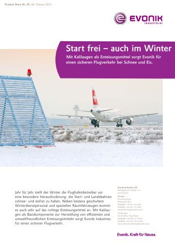 Product Story - Start frei – auch im Winter - Evonik Industries AG