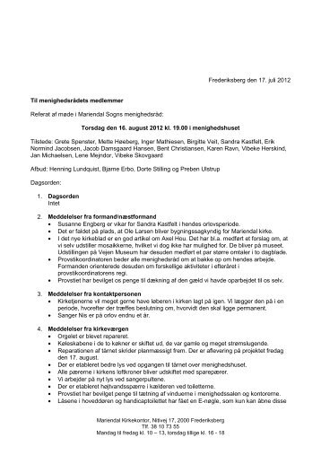 Referat - Mariendal kirke
