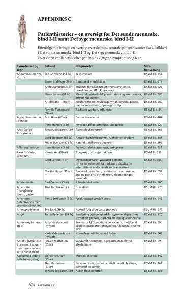 Appendiks C patienthistorier – en oversigt for det sunde ... - Gad