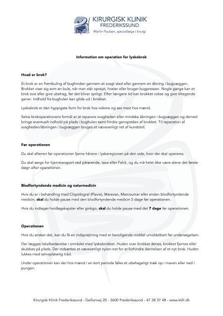 Hent Information om operation for lyskebrok som pdf.