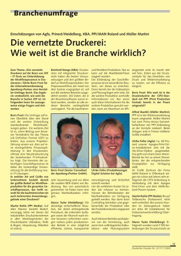 Die vernetzte Druckerei: Wie weit ist die ... - Apenberg+Partner