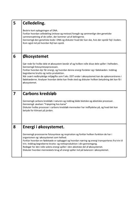 Eksamensspørgsmål Biologi C hold 2A (09A) - Herning HF og VUC