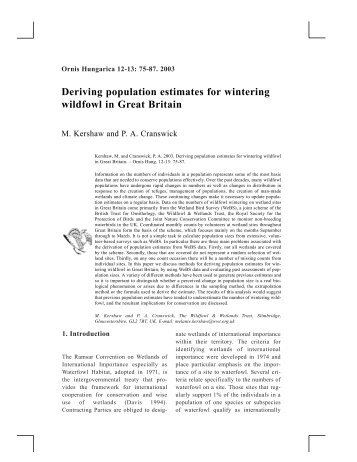 Deriving population estimates for wintering wildfowl in Great Britain