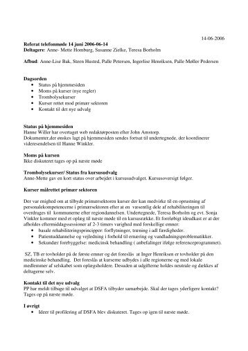 Telefonmøde - Dansk Selskab for Apopleksi