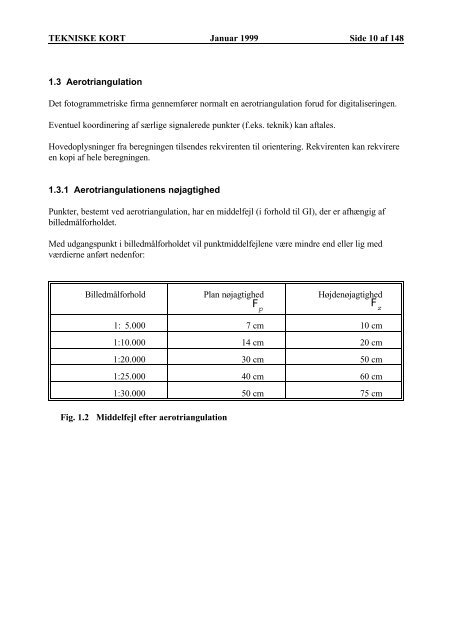 SPECIFIKATIONER FOR TEKNISKE KORT TK99