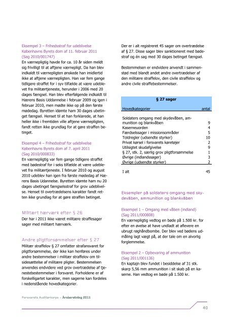Auditørkorpsets årsberetning 2011 - Forsvarets Auditørkorps