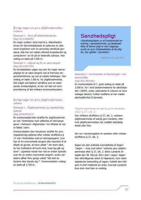 Auditørkorpsets årsberetning 2011 - Forsvarets Auditørkorps