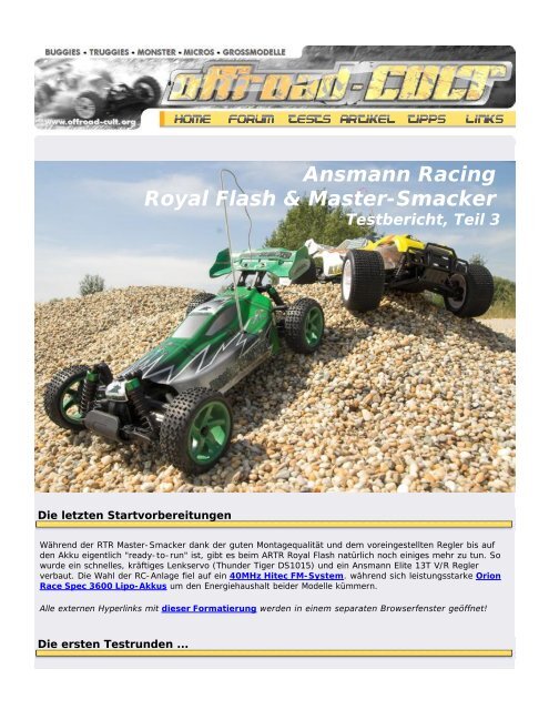 Ansmann Racing Royal Flash & Master-Smacker Testbericht, Teil 1