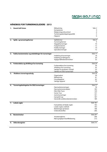 HÅNDBOG FOR TURNERINGSLEDERE - 2013 - Dansk Golf Union