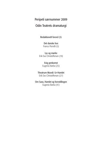 Peripeti særnummer 2009 Odin Teatrets dramaturgi