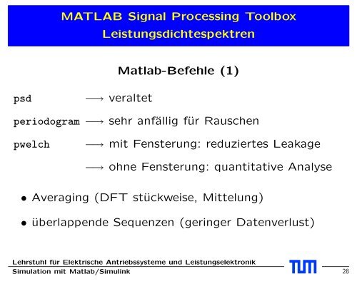 Signal Processing Toolbox - EAL Lehrstuhl für Elektrische ...