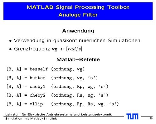 Signal Processing Toolbox - EAL Lehrstuhl für Elektrische ...