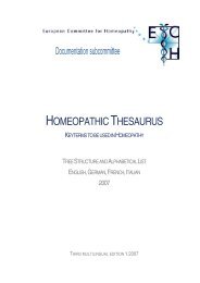 HOMEOPATHIC THESAURUS - European Committee for Homeopathy