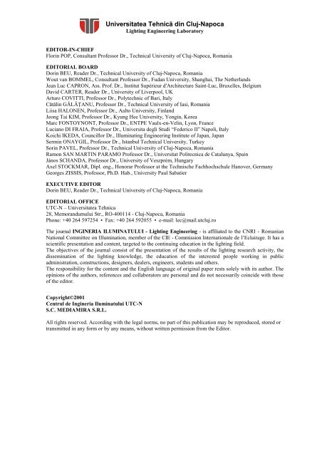 ingineria iluminatului - Journal of Lighting Engineering - Prof. Florin ...