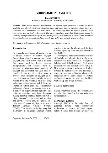 ingineria iluminatului - Journal of Lighting Engineering - Prof. Florin ...