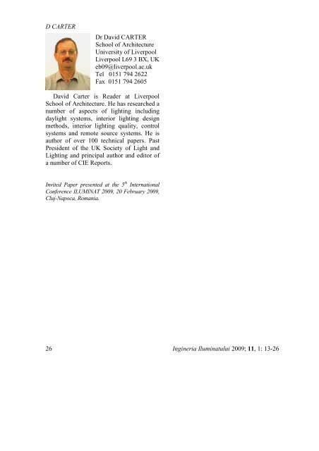 ingineria iluminatului - Journal of Lighting Engineering - Prof. Florin ...