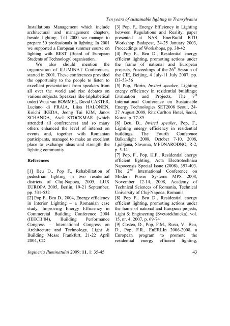 ingineria iluminatului - Journal of Lighting Engineering - Prof. Florin ...