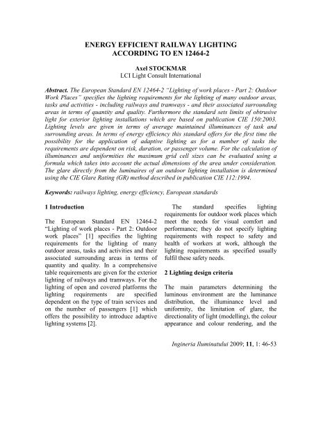 ingineria iluminatului - Journal of Lighting Engineering - Prof. Florin ...