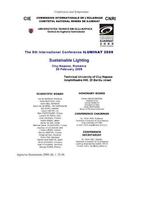 ingineria iluminatului - Journal of Lighting Engineering - Prof. Florin ...