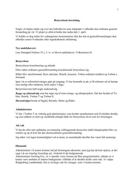 Bestyrelsens beretning 2011.pdf - AB Pile Allé 19 AD